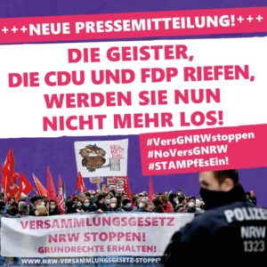 Die Geister, die CDU und FDP riefen, werden sie nun nicht mehr los! Demonstrierende mit Frontbanner.